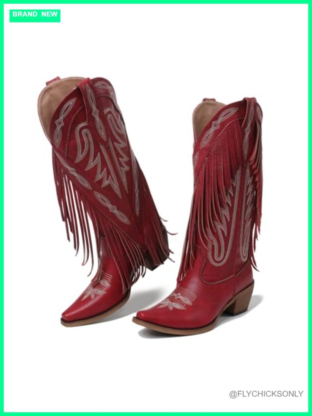 Suede Fringe Cowboy Boots Women Retro Chunky Block Heel Pull On Western Boots